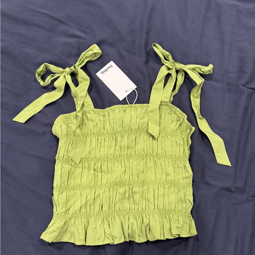 Darling Lime Green Ruched Tank - Picture 2 of 3